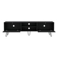 Waco Tv Rack, Hairpin Stand With Spacious Storage And Cable Management Holes, Black Black 50 59 Inches Particle Board Pine