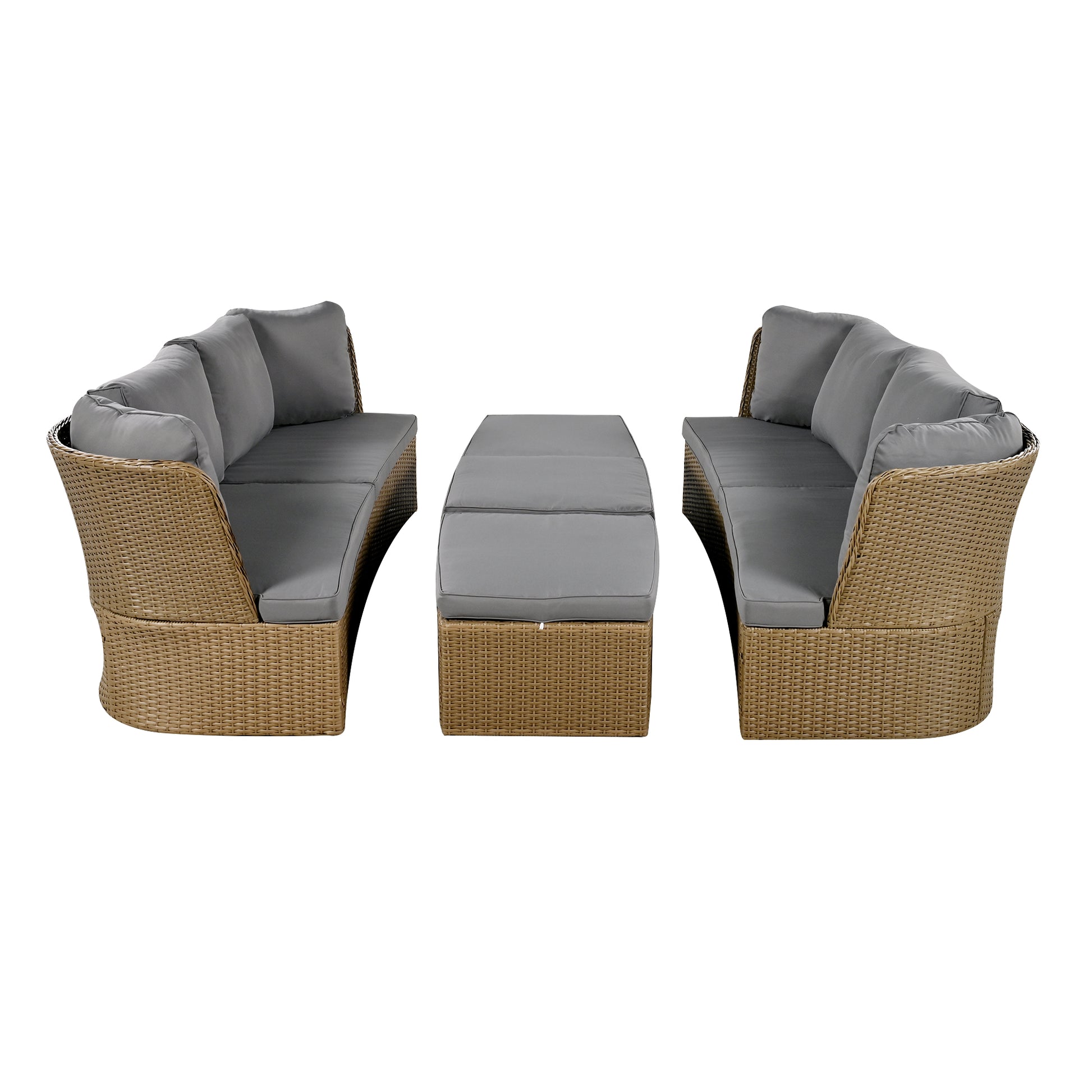 Customizable Outdoor Patio Furniture Set, Wicker Furniture Sofa Set With Thick Cushions, Suitable For Backyard, Porch. Yes Gray Garden & Outdoor Complete Patio Sets Hdpe