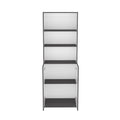 Vinton 2 Door Bookcase With Upper Shelves, Matt Gray White Multicolor Particle Board Pine