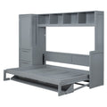 Full Size Murphy Bed Wall Bed With Closet And Drawers,Gray Gray Mdf Lvl