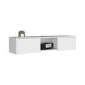 Adel Floating Tv Stand, Sleek Wall Mounted Console With 2 Doors, White White 50 59 Inches Particle Board Pine