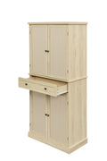 4 Door Cabinet With 1 Drawer, With 4 Adjustable Inner Shelves, Storage Cabinet Natural Particle Board