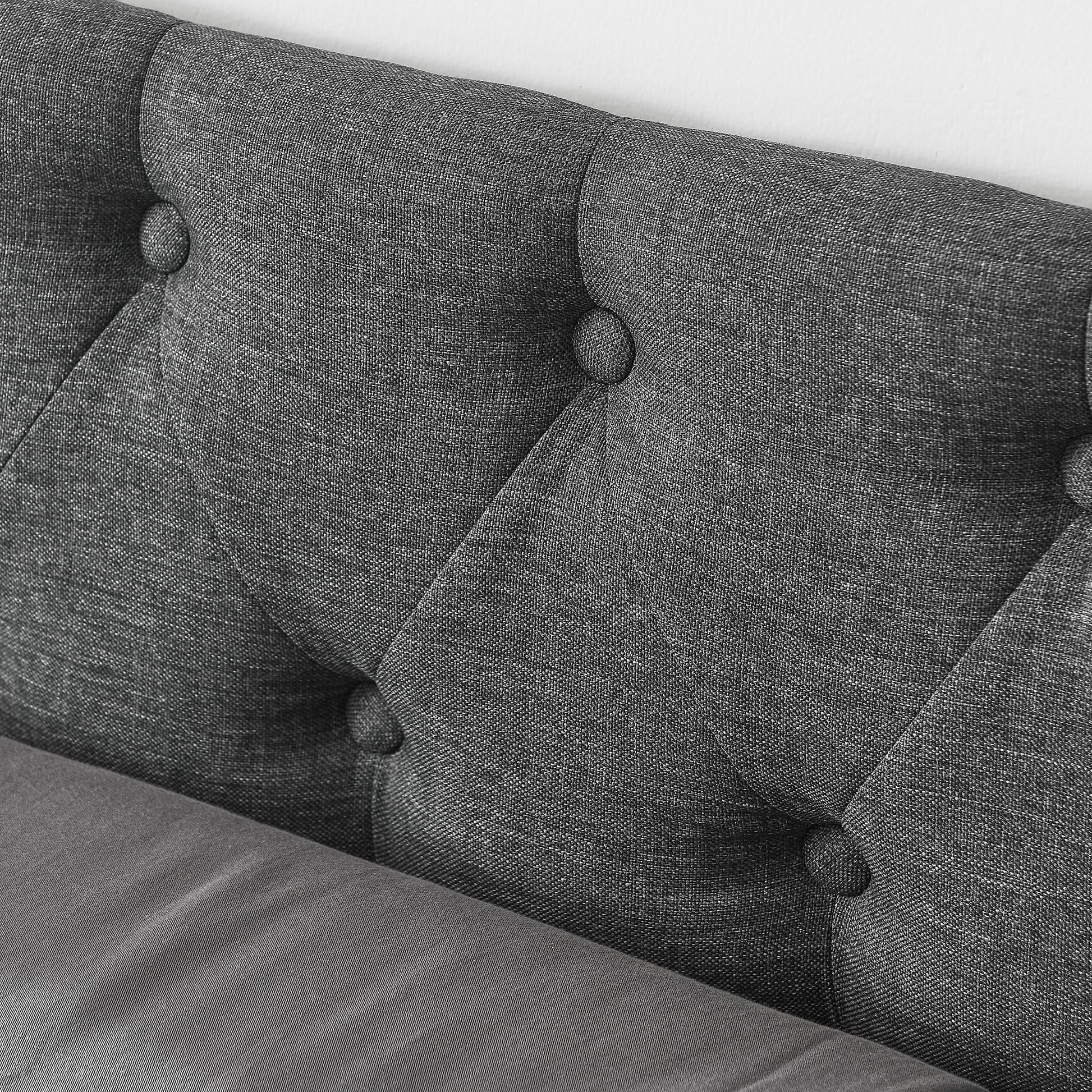Queen Size Daybed With Drawers Upholstered Tufted Sofa Bed,With Button On Back And Copper Nail On Waved Shape Arms 84.5"X63.5"X26.5" Dark Grey Linen