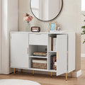 Storage Cabinet Wave Pattern 2 Door With Drawers Buffets & Sideboards For Living Room, Dining Room, Bedroomhall, White, 47.2''W X 15.8''D X 33.5''H. White Particle Board