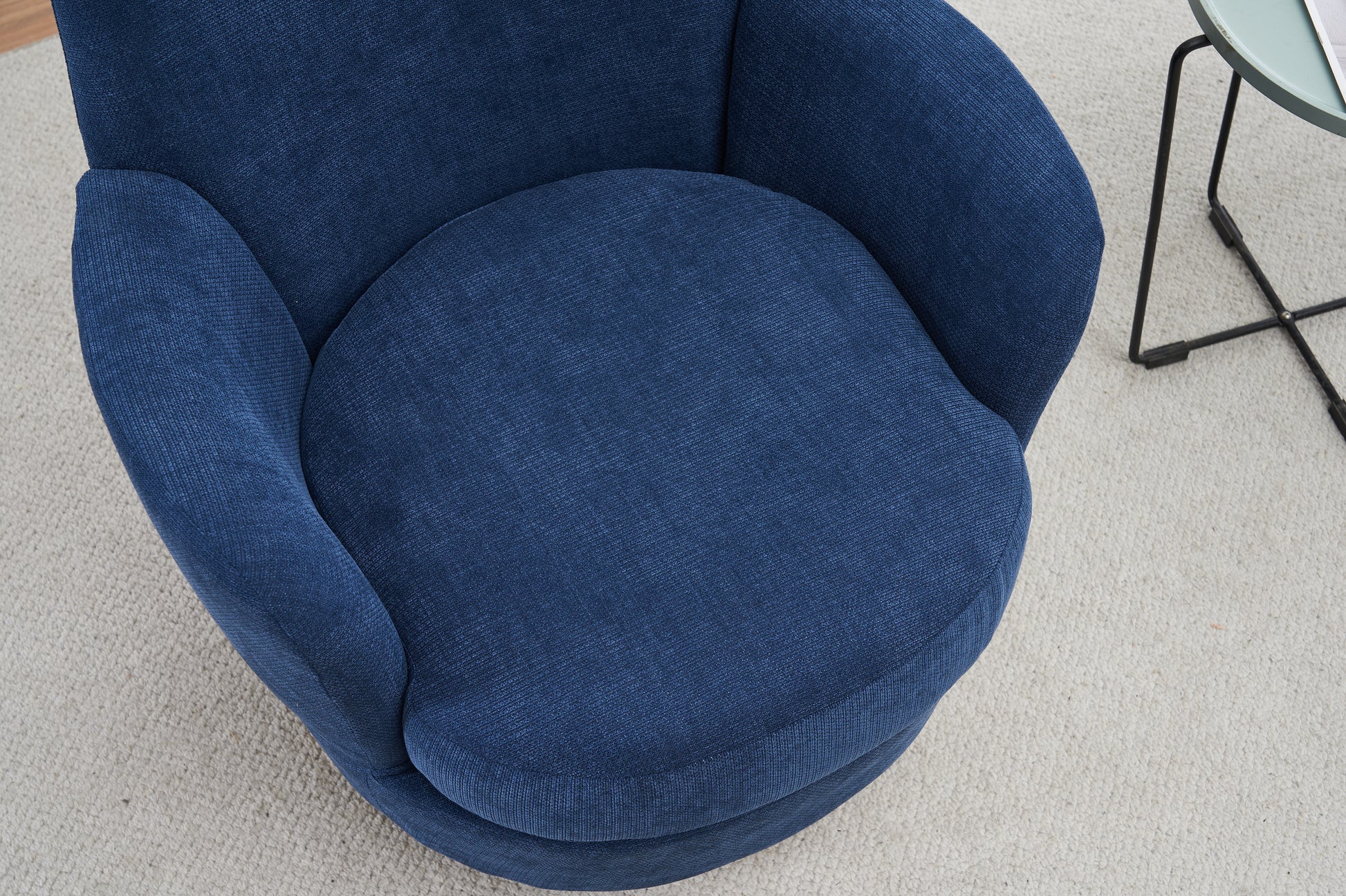 Polyester Swivel Barrel Chair, Swivel Accent Chairs Armchair For Living Room, Reading Chairs For Bedroom Comfy, Round Barrel Chairs With Gold Stainless Steel Base Blue Blue Primary Living Space American Design Foam Polyester