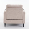 Beige Upholstered Armchair And Storage Ottoman Set Comfortable Single Sofa With Cup Holders And Tufted Detailing, Ideal For Living Room Or Bedroom Beige Metal