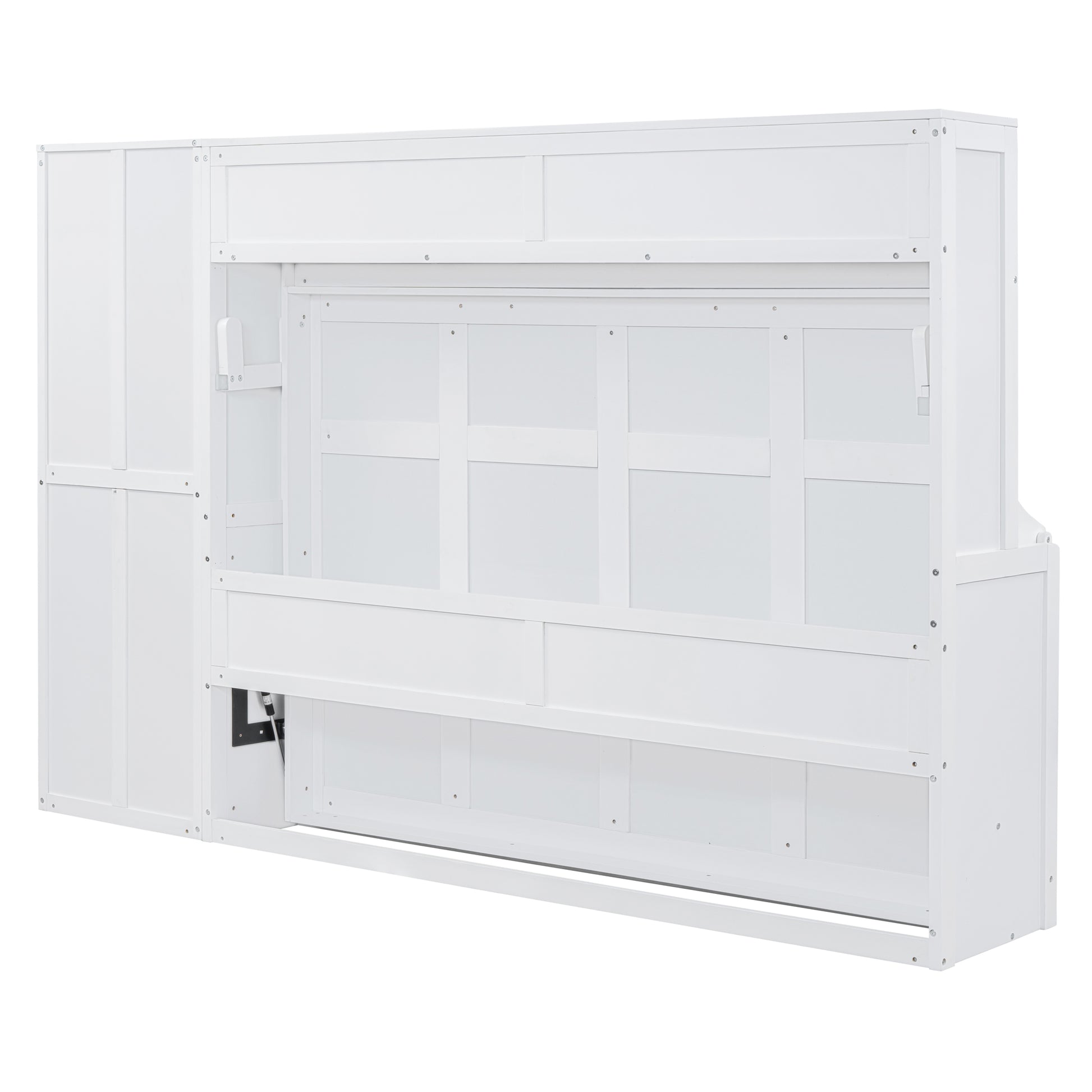 Queen Size Murphy Bed Wall Bed With Closet And Drawers,White Queen White Mdf Lvl