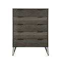 Contemporary Three Tone Gray Finish Chest Of Drawers Perched Atop Metal Legs Acacia Veneer Modern Bedroom Furniture Gray Bedroom Wood