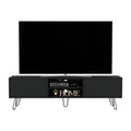 Waco Tv Rack, Hairpin Stand With Spacious Storage And Cable Management Holes, Black Black 50 59 Inches Particle Board Pine