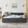 Queen Size Daybed With Drawers Upholstered Tufted Sofa Bed,With Button On Back And Copper Nail On Waved Shape Arms 84.5