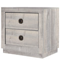 Farmhouse Style 2 Drawers Nightstand End Table For Bedroom, Living Room, Rustic White Rustic White Plywood