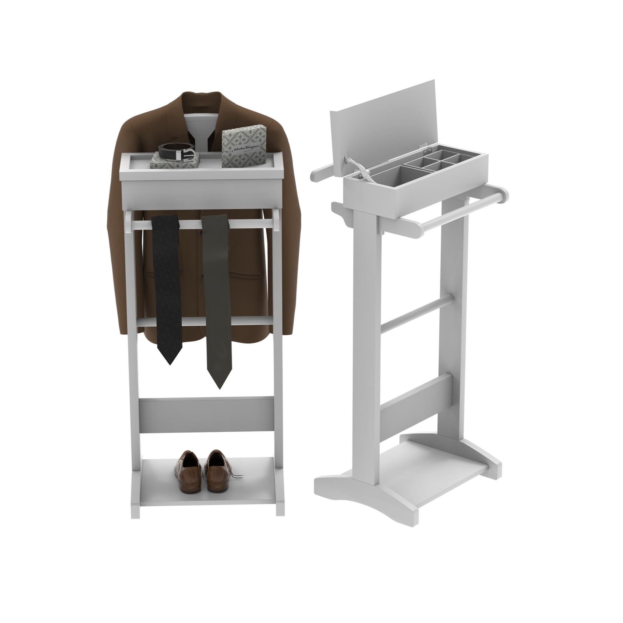 White Portable Garment Rack,Clothes Valet Stand