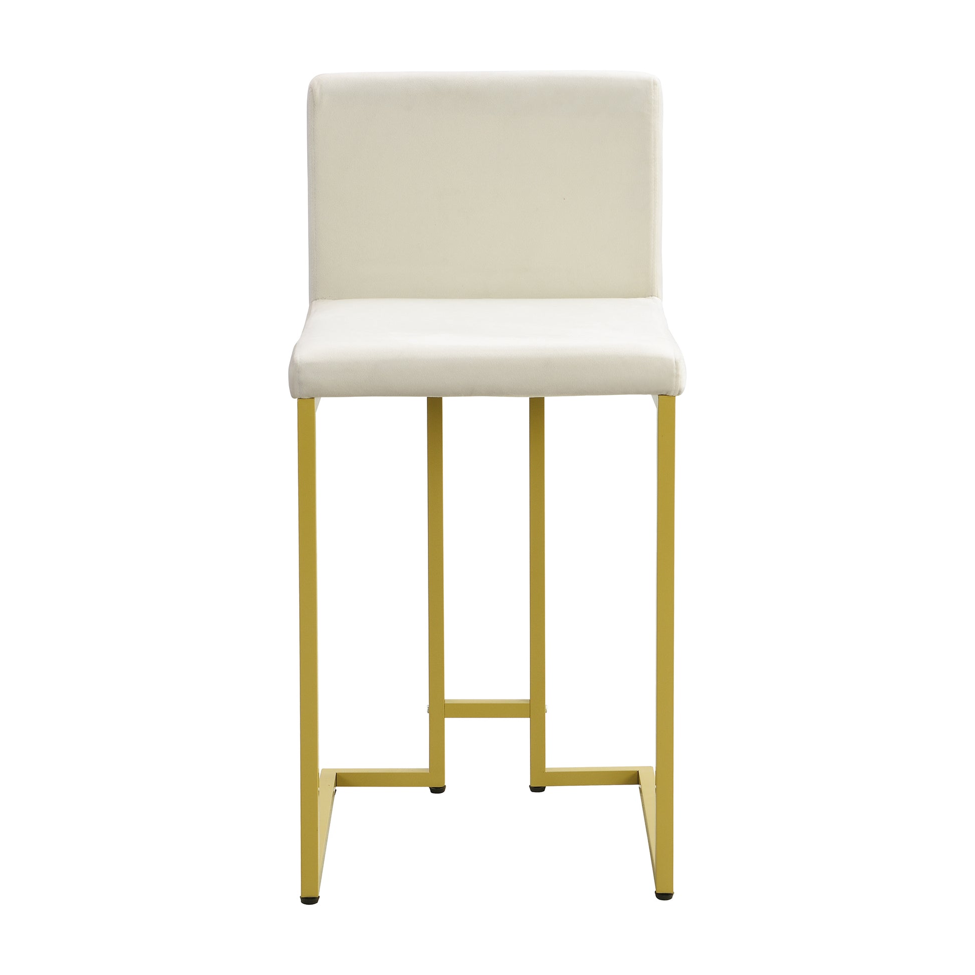 25.8" Counter Height Bar Stools Set Of 2, Mid Century Modern Gold Counter Height Bar Stools With Back Metal White Gold Dining Room Powder Coated Sponge Wipe Clean Rectangular Modern Bar Stools Set Of 2 Fabric Metal