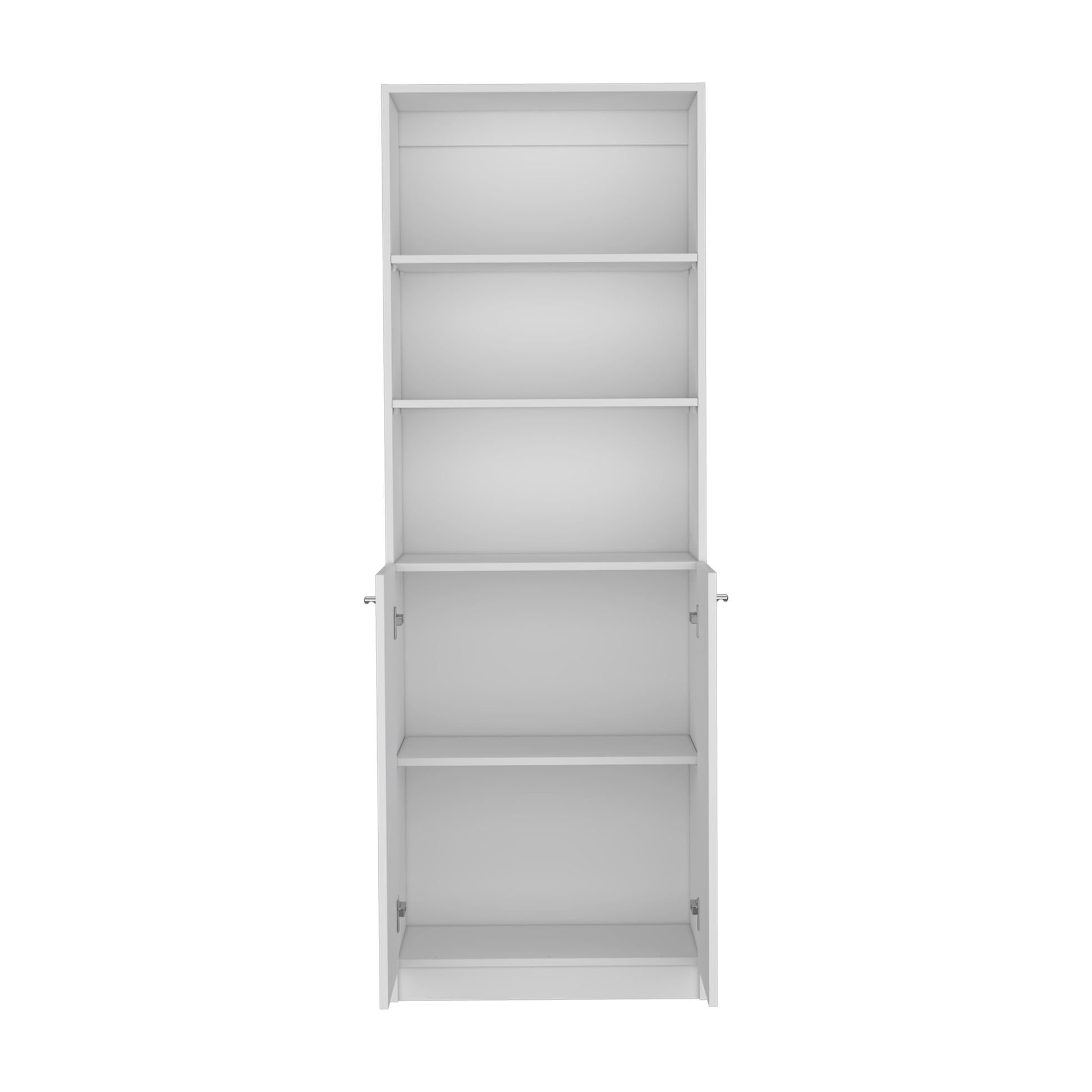 Vinton 2 Door Bookcase With Upper Shelves, White White Particle Board Pine