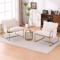 2 Chairs In 1 Box, Upholstered Hanging Armchair With Arm Pocketsmetal Frame, Gold Plated Craftsman, Crushed Foam Cushions And Skin Friendly Woven Fabric For Living Room And Bedroom. Beige Beige Metal