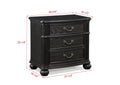 1Pc Traditional Vintage Antique Drawer Pull 3 Drawer Nightstand Black Gray Dark Finish Bedroom Wooden Furniture Black Gray 3 Drawers Bedside Cabinet Wood