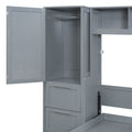 Full Size Murphy Bed Wall Bed With Closet And Drawers,Gray Gray Mdf Lvl