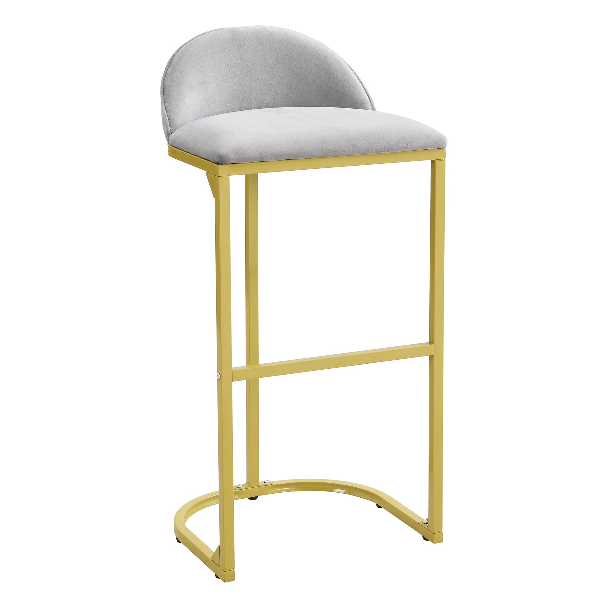 30" Counter Height Bar Stools Set Of 2, Bar Stools With Back And Gold Metal Frame, Modern Luxury Bar Stools With Footrest, Upholstered Velvet Counter Stool Chairs For Kitchen Island Metal Grey Gold Dining Room Powder Coated Sponge Wipe Clean Rectangular