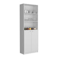 Vinton 2 Door Bookcase With Upper Shelves, White White Particle Board Pine