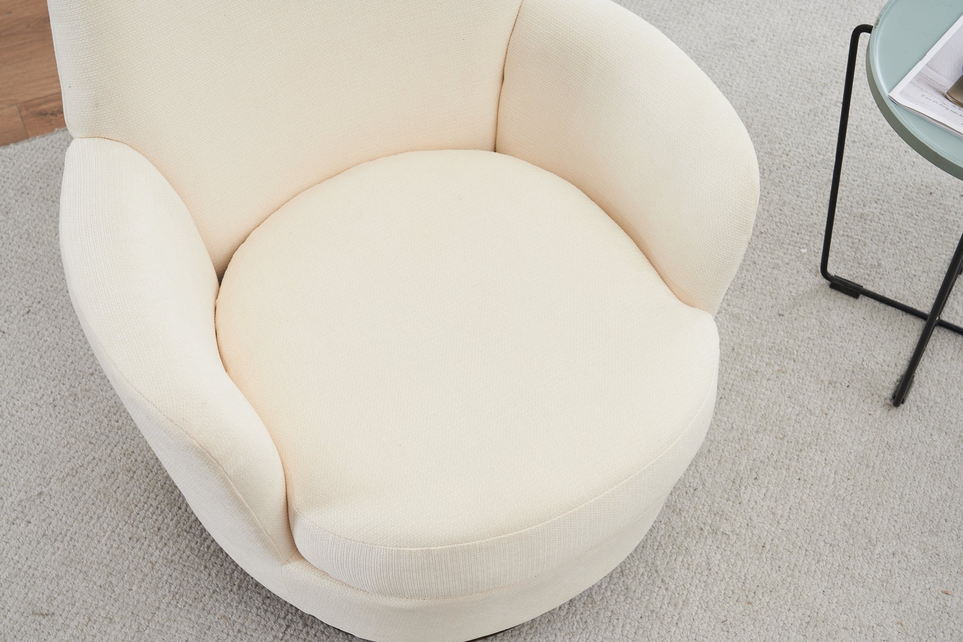Polyester Swivel Barrel Chair, Swivel Accent Chairs Armchair For Living Room, Reading Chairs For Bedroom Comfy, Round Barrel Chairs With Gold Stainless Steel Base Beige Beige Primary Living Space American Design Foam Polyester