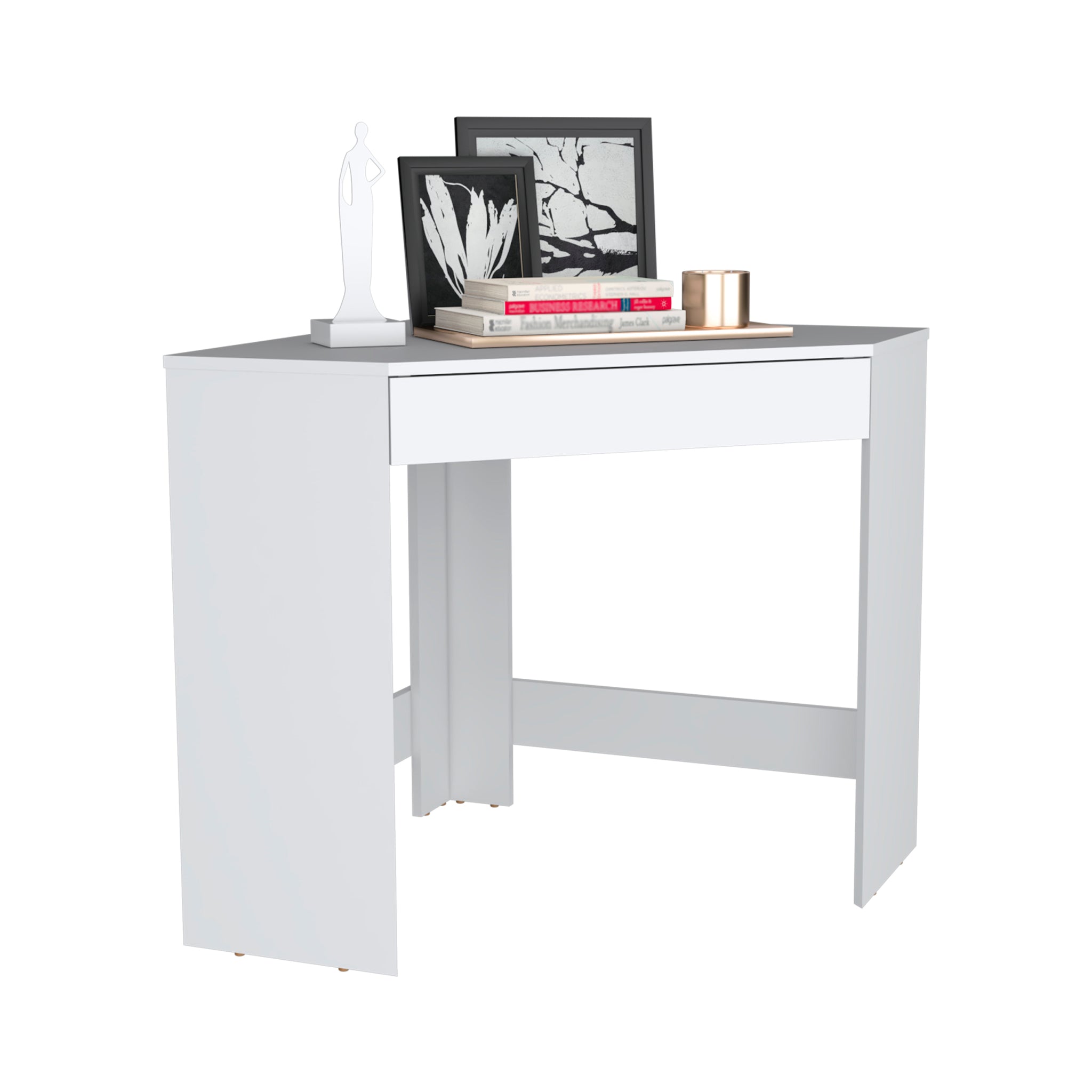 white Corner Desk with Compact Design and Drawer