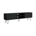 Waco Tv Rack, Hairpin Stand With Spacious Storage And Cable Management Holes, Black Black 50 59 Inches Particle Board Pine