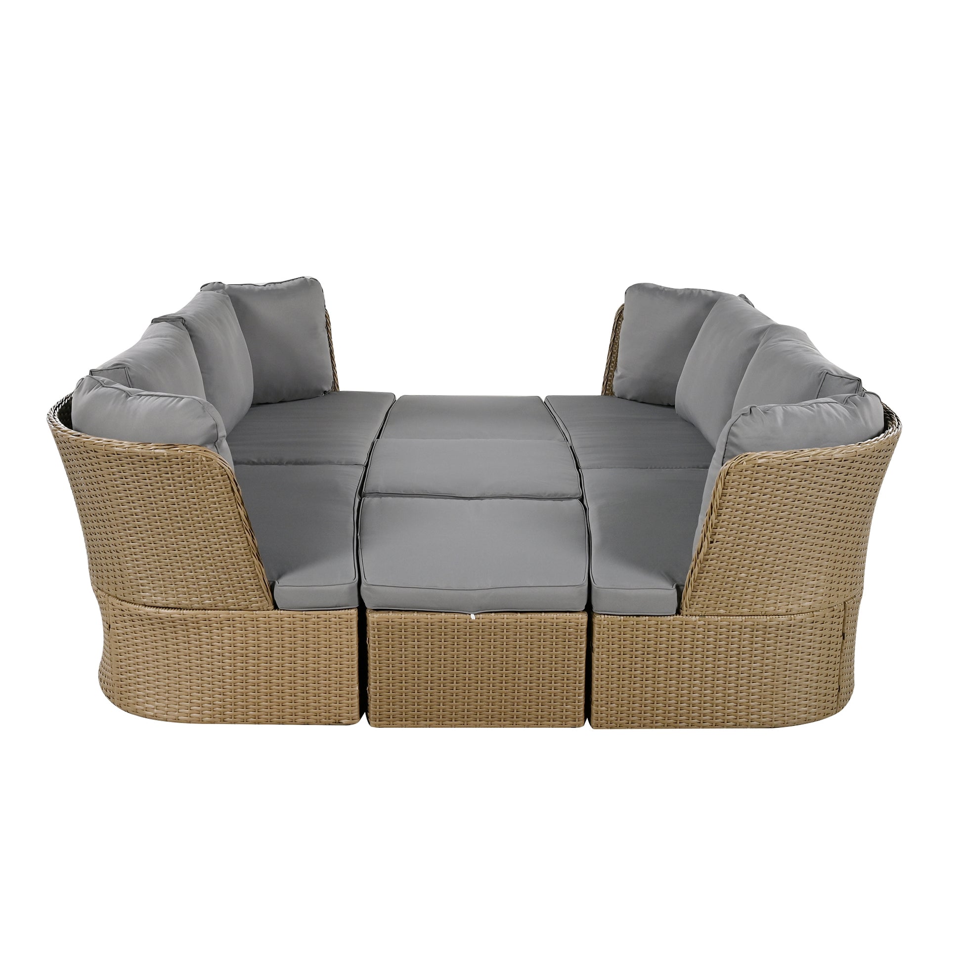 Customizable Outdoor Patio Furniture Set, Wicker Furniture Sofa Set With Thick Cushions, Suitable For Backyard, Porch. Yes Gray Garden & Outdoor Complete Patio Sets Hdpe