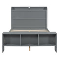 Full Size Platform Bed With Built In Shelves, Led Light And Usb Ports, Gray Gray Mdf Lvl