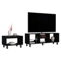 Carter 2 Piece Living Room Set, Streamlined With Tv Stand And Coffee Table, Black Black 50 59 Inches Particle Board Pine