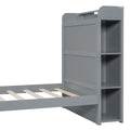 Twin Size Platform Bed With Built In Shelves, Led Light And Usb Ports, Gray Gray Mdf Lvl