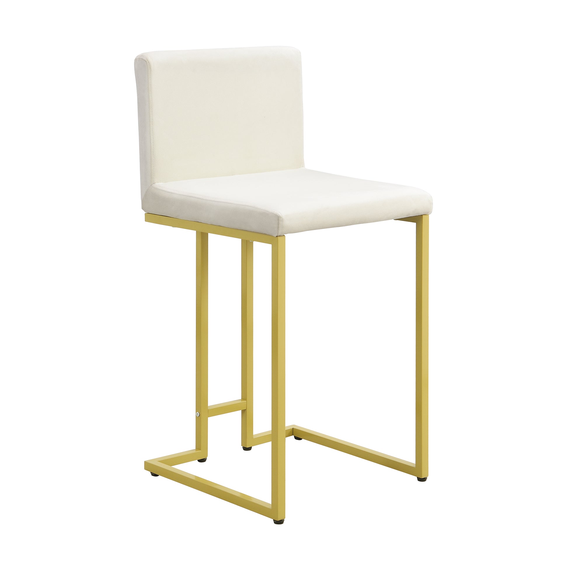 25.8" Counter Height Bar Stools Set Of 2, Mid Century Modern Gold Counter Height Bar Stools With Back Metal White Gold Dining Room Powder Coated Sponge Wipe Clean Rectangular Modern Bar Stools Set Of 2 Fabric Metal