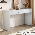 Modern Minimalist Console Table With Open Tabletop And Four Drawers With Metal Handles For Entry Way, Living Room And Dining Room White White Mdf