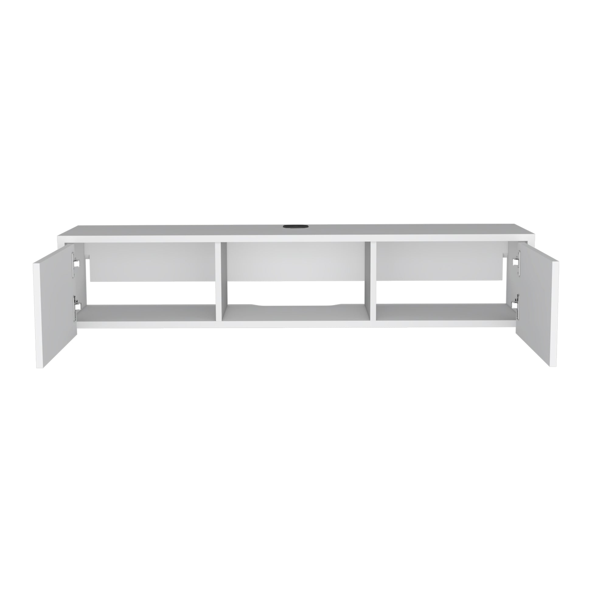 Adel Floating Tv Stand, Sleek Wall Mounted Console With 2 Doors, White White 50 59 Inches Particle Board Pine