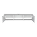 Adel Floating Tv Stand, Sleek Wall Mounted Console With 2 Doors, White White 50 59 Inches Particle Board Pine