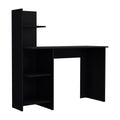 120 Writing Desk, Four Shelves, Black Black Particle Board Pine