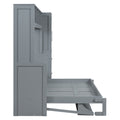 Full Size Murphy Bed Wall Bed With Closet And Drawers,Gray Gray Mdf Lvl