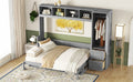 Queen Size Murphy Bed Wall Bed With Closet And Drawers,Gray Gray Mdf Lvl