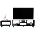 Carter 2 Piece Living Room Set, Streamlined With Tv Stand And Coffee Table, Black Black 50 59 Inches Particle Board Pine