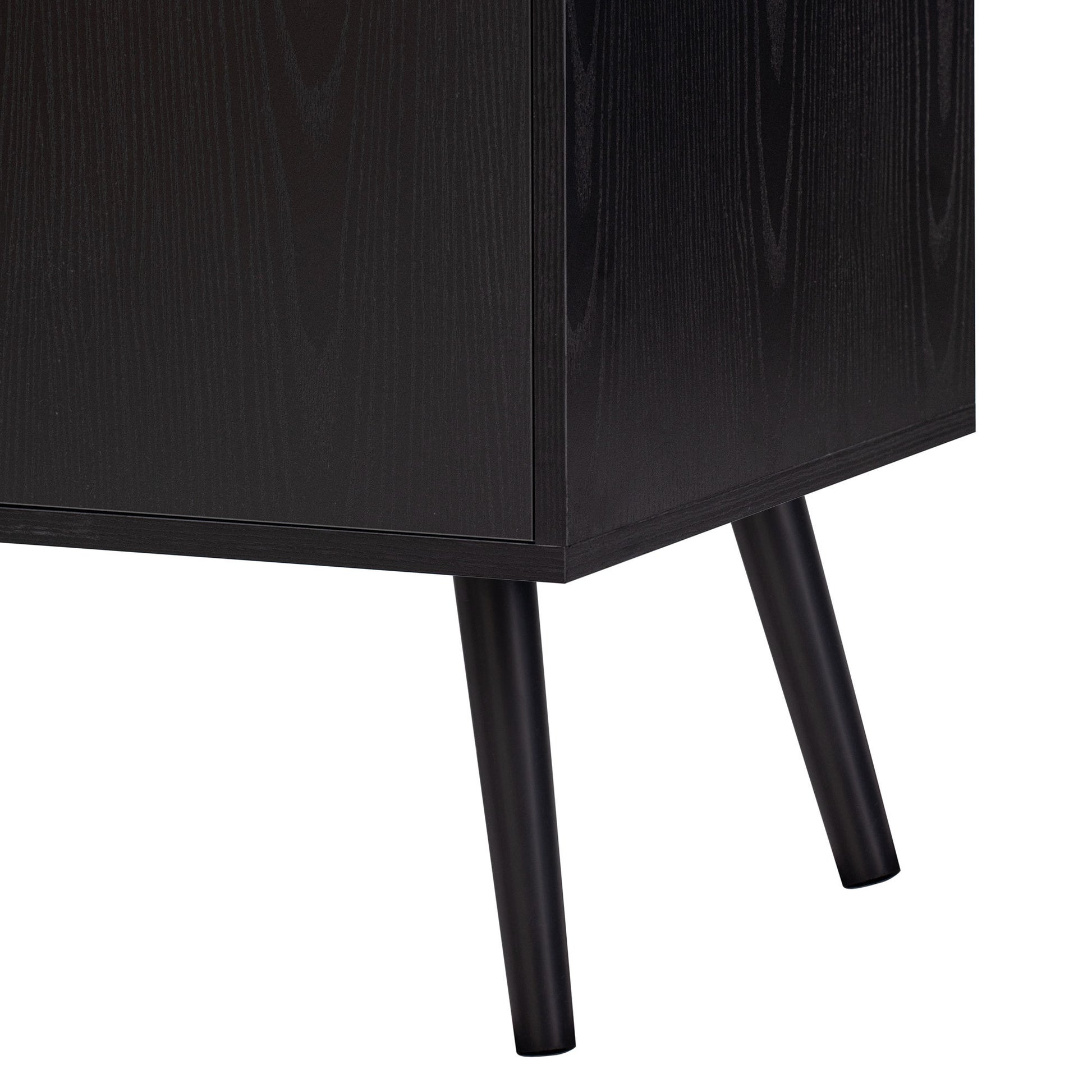 Modern Cabinet With 2 Doors And 3 Drawers, Suitable For Living Rooms, Studies, And Entrances. Black Mdf