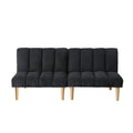 Corduroy Fabric, Wooden Legs Convertible Sofa Bed Color:Black Black Corduroy 3 Seat