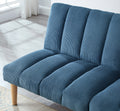 Corduroy Fabric, Wooden Legs Convertible Sofa Bed Color:Blue Blue Corduroy 3 Seat