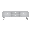 Waco Tv Rack, Hairpin Stand With Spacious Storage And Cable Management Holes, White White 50 59 Inches Particle Board Pine