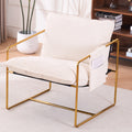 2 Chairs In 1 Box, Upholstered Hanging Armchair With Arm Pocketsmetal Frame, Gold Plated Craftsman, Crushed Foam Cushions And Skin Friendly Woven Fabric For Living Room And Bedroom. Beige Beige Metal