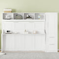 Full Size Murphy Bed Wall Bed With Closet And Drawers,White White Mdf Lvl