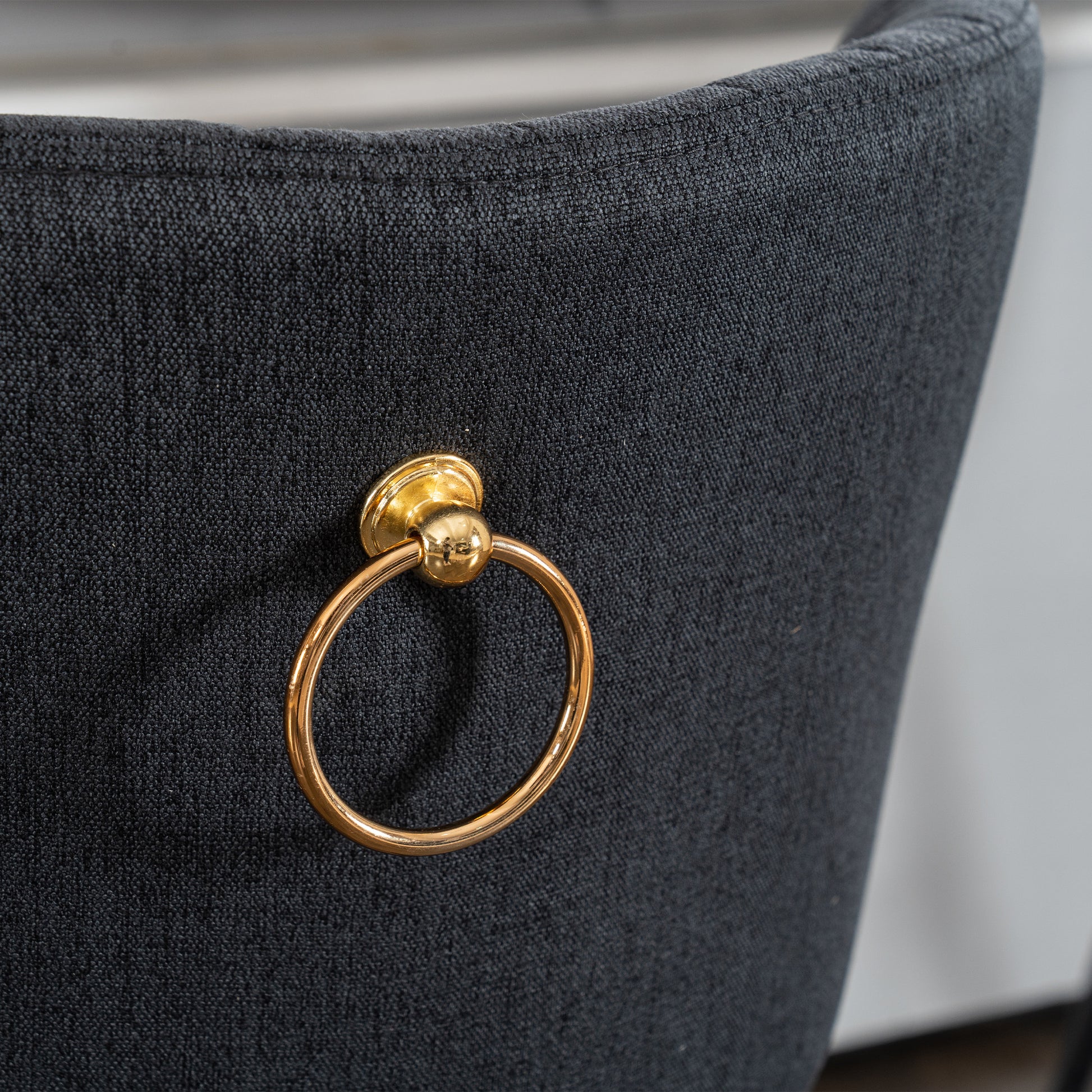 Set Of 2 Gray Swivel Bar Stools High Back, Adjustable, Upholstered With Elegant Metal Back Accents For Kitchen, Bar, Or Dining Room Dark Gray Metal