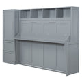 Full Size Murphy Bed Wall Bed With Closet And Drawers,Gray Gray Mdf Lvl