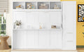 Queen Size Murphy Bed Wall Bed With Closet And Drawers,White Queen White Mdf Lvl