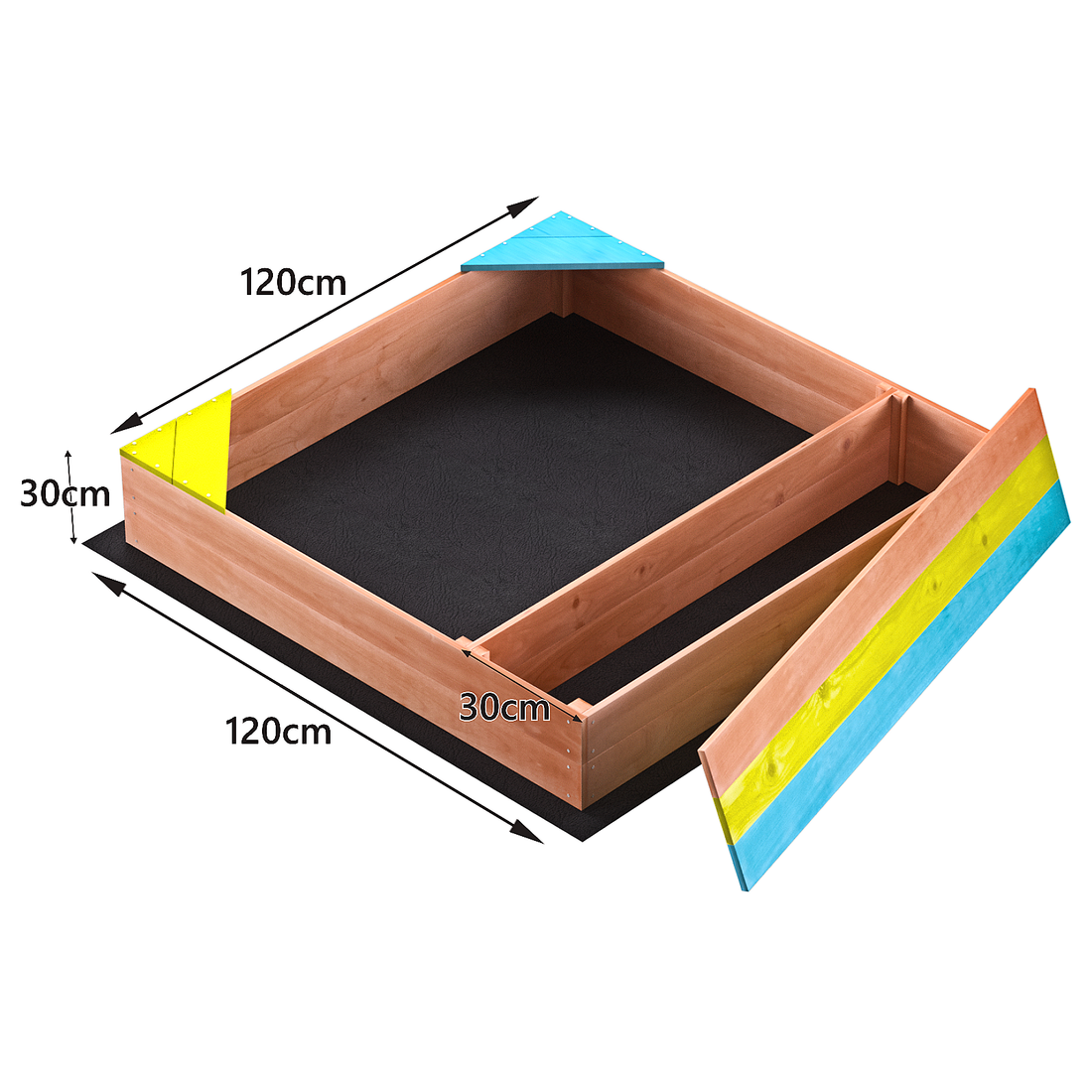 Children'S Wooden Sandbox, Sandpit ,Kids Wood Playset Outdoor Backyard ,47.25"L X47.25"W X 7.87"H,Golden Red Golden 5 To 8 Years Solid Wood Outdoor