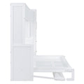 Full Size Murphy Bed Wall Bed With Closet And Drawers,White White Mdf Lvl