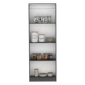 Vinton Bookcase With Spacious Tier Shelving Design, Matt Gray White Multicolor Particle Board Pine